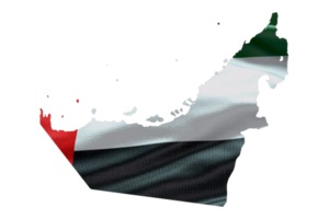 UAE United Arab Emirates map outline icon. PNG alpha channel. Country with national flag