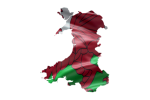 Wales map outline icon. PNG alpha channel. Country with national flag