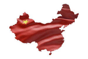 China map outline icon. PNG alpha channel. Country with national flag