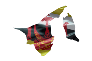 Brunei map outline icon. PNG alpha channel. Country with national flag