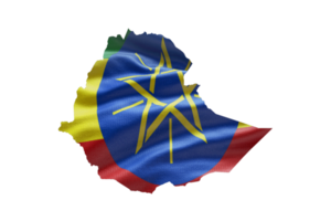 Ethiopia map outline icon. PNG alpha channel. Country with national flag