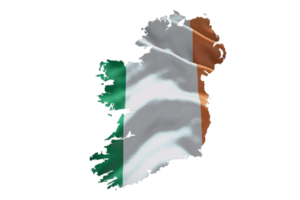 Irland Karte Gliederung Symbol. png Alpha Kanal. Land mit National Flagge