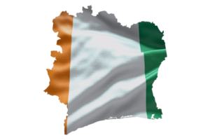 Ivory Coast map outline icon. PNG alpha channel. Country with national flag