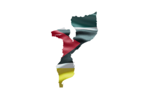 Mozambique Karte Gliederung Symbol. png Alpha Kanal. Land mit National Flagge