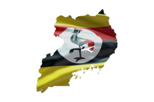 Uganda map outline icon. PNG alpha channel. Country with national flag