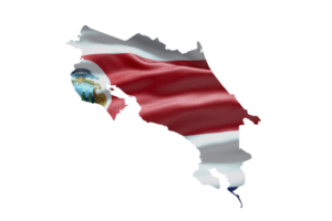 Costa Rica map outline icon. PNG alpha channel. Country with national flag