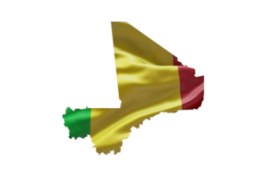 Mali map outline icon. PNG alpha channel. Country with national flag