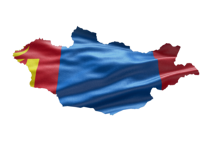 Mongolia map outline icon. PNG alpha channel. Country with national flag