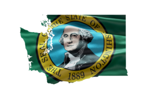 Washington state map outline icon. PNG alpha channel. USA State flag