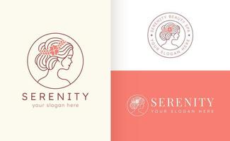 Line art beauty spa women logo design vector