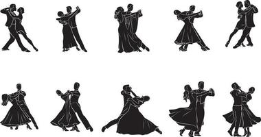 Dance in Ballroom Silhouette. vector