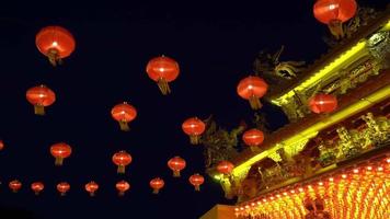 Colorful red lantern hang at temple r. video