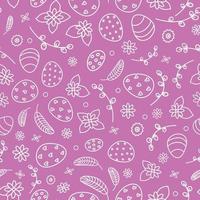 Pink Linear pattern of Easter eggs and flowers and pussy willow vector