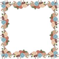 Easter flower wreath . Easter frame with decorated eggs and flowers and symbols of bright Easter vector