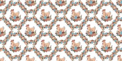 Retro Easter pattern with chickens and eggs for Easter holiday vector