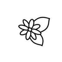 Linear flower in doodle style sign vector