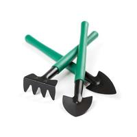 Gardening tools on white background photo