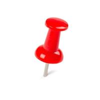 Red Push pin on white background photo