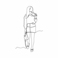 continuous line drawing of woman shopping vector