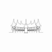 Minang traditional house continuous line drawing art vector