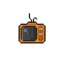 old television in pixel art style vector