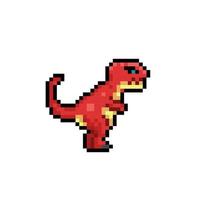 red tyrannosaur rex in pixel art style vector