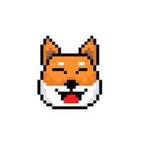 dog head in pixel art style vector