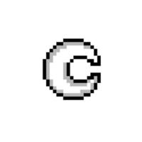 crescent white moon in pixel art style vector