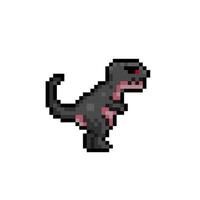 black dinosaur in pixel art style vector