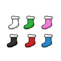 sock collection set with different color in pixel art style vector