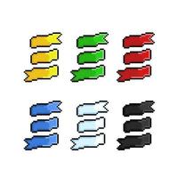 ribbon collection set with different color in pixel art style vector