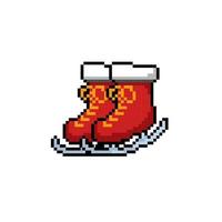 ice skating shoes in pixel art style vector