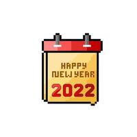 2022 nuevo año calendario en píxel Arte estilo vector