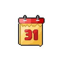 31th date calendar in pixel art style vector