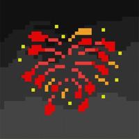 firework in the night view with pixel art style vector