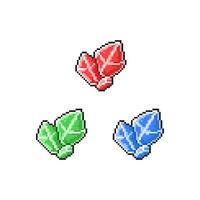 crystal set with different color in pixel art style vector