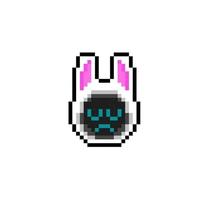 bunny hood with sad face in pixel art style vector