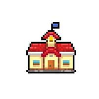 school building in pixel art style vector