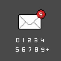 letter with number of notification in pixel art style vector