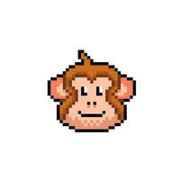 monkey head in pixel art style vector