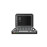 a laptop with blank screen in pixel art style vector