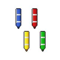 whiteboard marker with different color in pixel art style vector