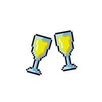 two glass lemonade in pixel art style vector