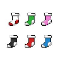 sock set with different color in pixel art style vector