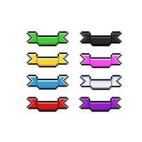 ribbon set with different color in pixel art style vector