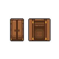 open and close cupboard in pixel art style vector