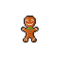 gingerbread cake in pixel art style vector