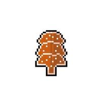 cookie with spruce tree shape in pixel art style vector