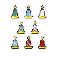 candle set with handle in pixel art style vector