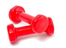 Isolated red dumbbells photo